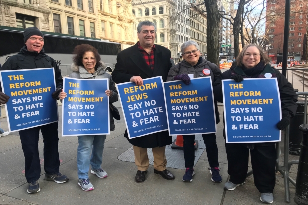 Rabbi Marla J. Feldman at a rally