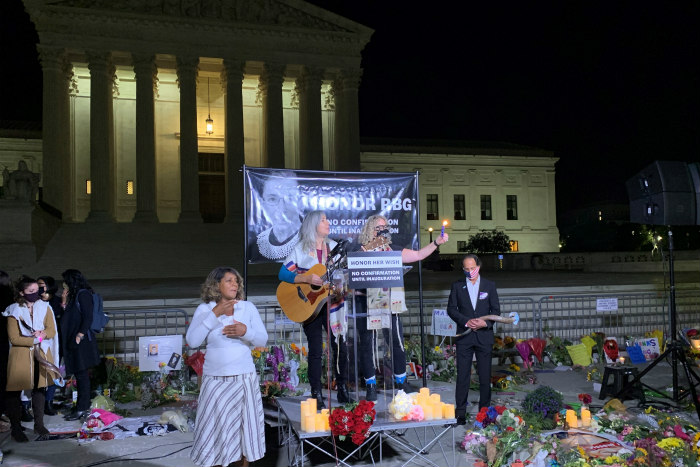 Vigil in remembrance of Justice Ruth Bader Ginsburg in front of the US Supreme Court building 