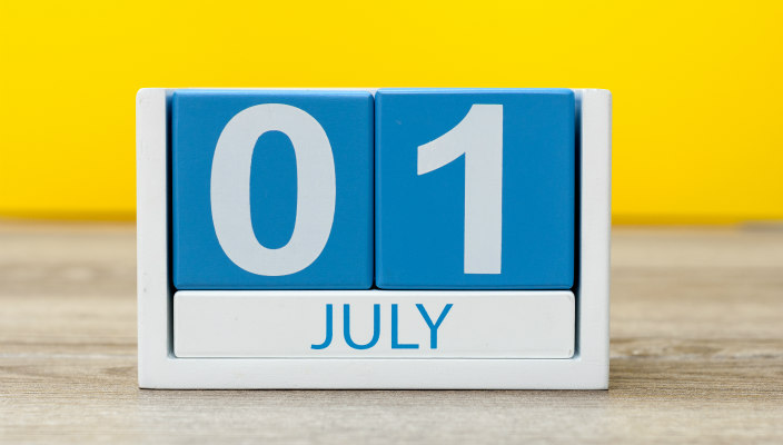 Block calendar that reads: July 01