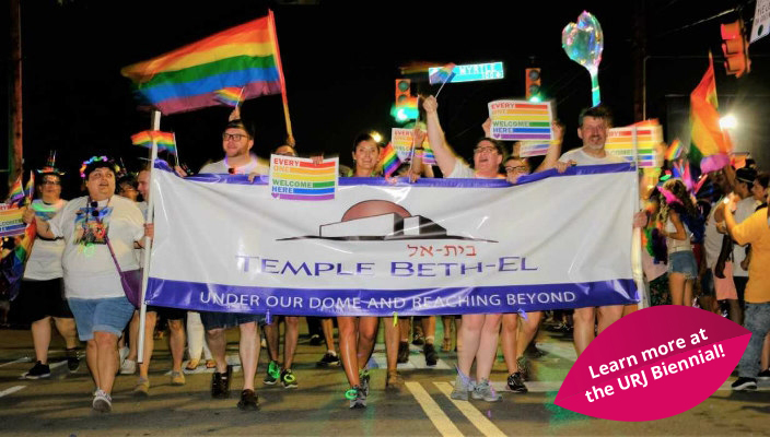 Temple Beth El members and friends participating in a gay pride parade