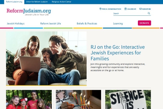 Home page of ReformJudaism dot org website