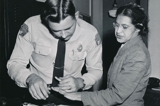 Rosa Parks being fingerprinted on Feb 22, 1956