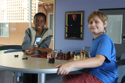 kids playing chess at URJ Sci Tech Academy West